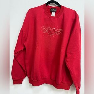 Red Women's sparkly heart Sweatshirt, size XL,